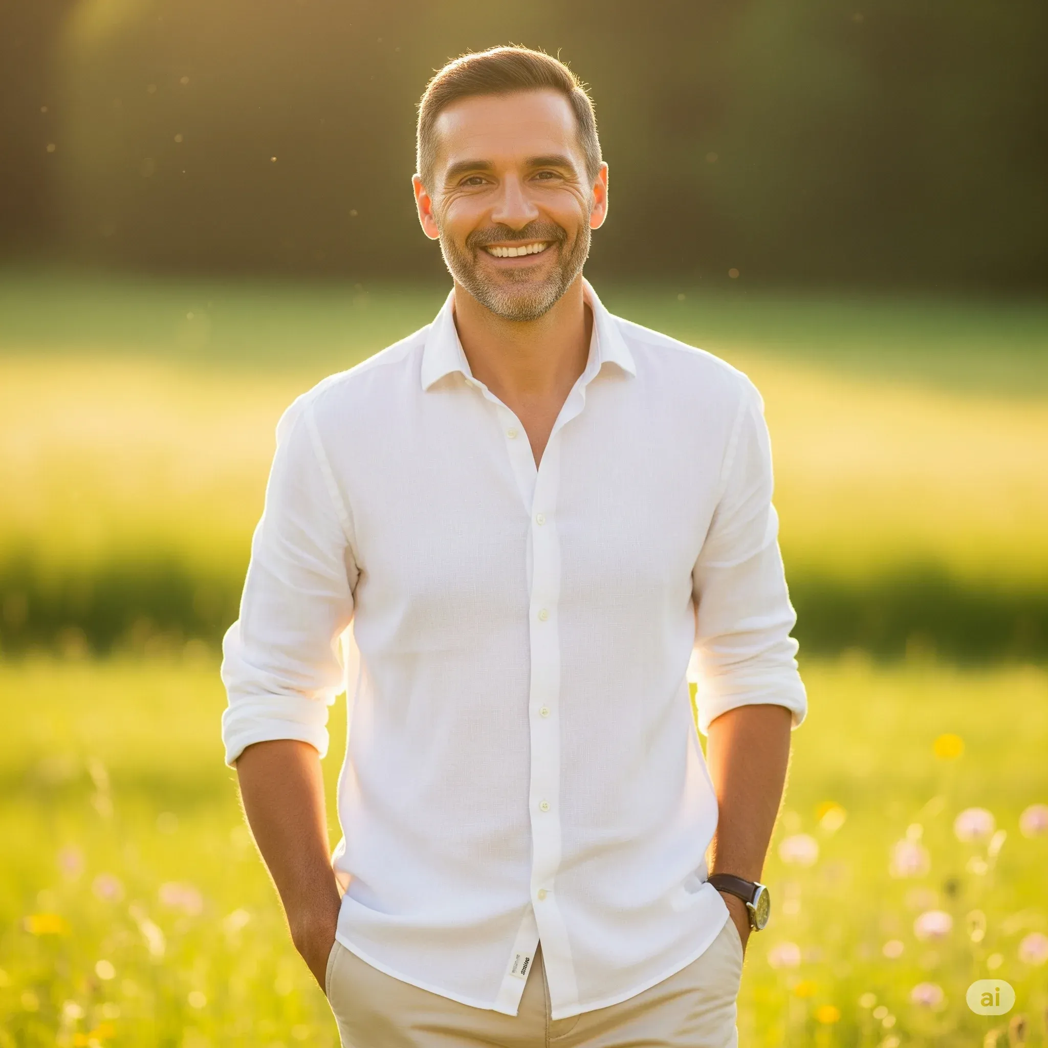 man in field